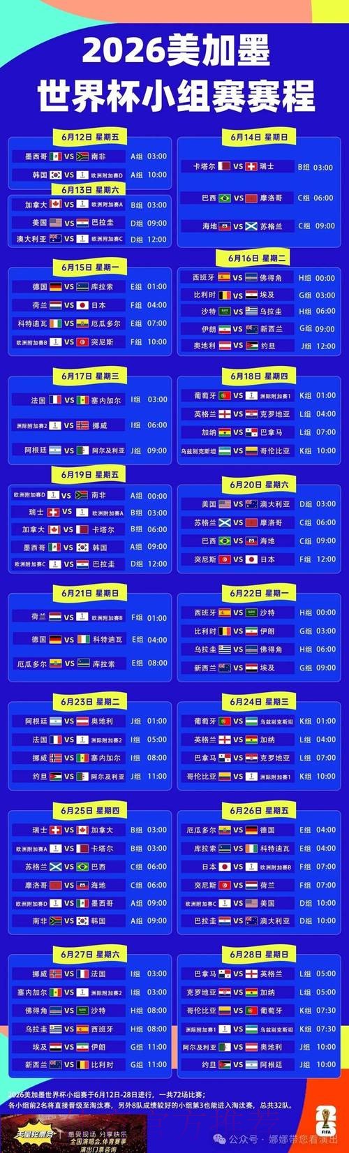 2026世界杯每日赛程今日比赛时间表怎么查 2026世界杯每日赛程今日比赛时间表怎么查